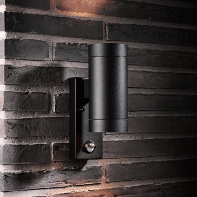 Buitenlamp met sensor Zwart Tin GU10