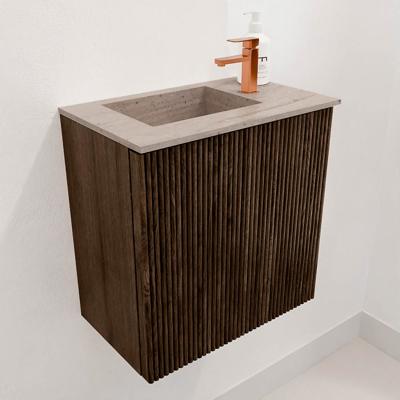 Toiletmeubel Mondiaz Joya Dlux | 40 cm | Meubelkleur Walnut | Faye wastafel Saba Wasbak Links | 1 kraangat