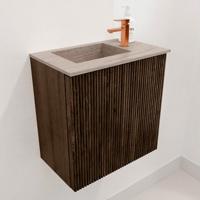 Toiletmeubel Mondiaz Joya Dlux | 40 cm | Meubelkleur Walnut | Faye wastafel Saba Wasbak Links | 1 kraangat