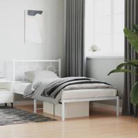 Bedframe met hoofdbord metaal wit 100x190 cm - thumbnail