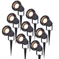 Set van 9 Sydney LED prikspots - Dimbaar - Kantelbaar - GU10 4 Watt 345 lumen - 2700K warm wit - IP65 Waterdicht - Zwart