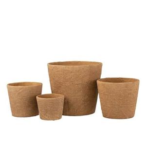 J-Line Bloempot Bistro - cement - naturel - Ø 26 cm - 2 stuks