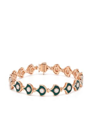 Selim Mouzannar bracelet Fish For Love en or rose 18ct pavé de diamants - Vert