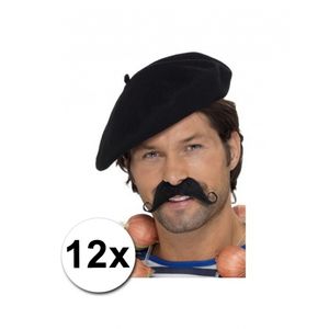12 zwarte Franse baretten luxe