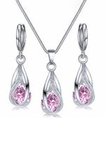 Kristal oorbellen Halsketting Set - thumbnail