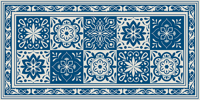 Geweldige klassieke blauwe tegels vinyl vloerkleed keuken