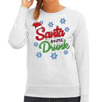 Foute kersttrui / sweater Santa is a little drunk grijs dames - thumbnail