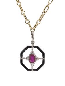 GEMFIELDS X MUSE pendentif Nikos Koulis en or blanc 18ct orné d'émail et de pierres semi-précieuses