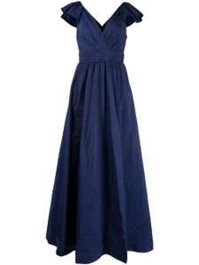 Marchesa Notte robe longue à volants - Bleu