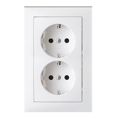 Berker S1 wandcontactdoos met randaarde 2-voudig compact voor UK40 en H150 polarwit glanzend