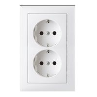 Berker S1 wandcontactdoos met randaarde 2-voudig compact voor UK40 en H150 polarwit glanzend