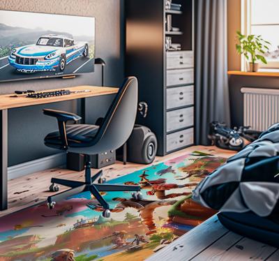 Videogame personages in actie vinyl tapijt