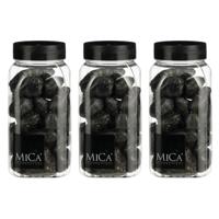 Mica Decorations decoratie stenen - 3x - 650ml - groot - antraciet mix - hobby steentjes