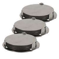 18x onderzetters zilver RVS met houder 8,5 cm voor glazen