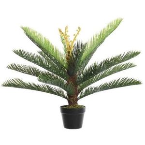 Groene boomvaren kunstplant 75 cm in zwarte plastic pot   -