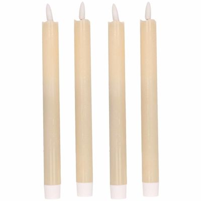4x Creme witte Led kaarsen/dinerkaarsen 25,5 cm