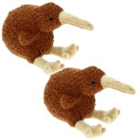 Set van 2x stuks pluche kiwi vogel knuffel 19 cm - Dieren speelgoed knuffels