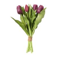 Kunstbloem tulpenboeketje - paars - 30 cm