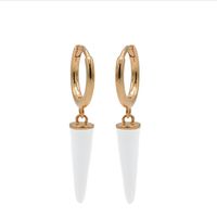 Karma Oorringen Hinged Hoops Emaille Long Cone Wit Rosé