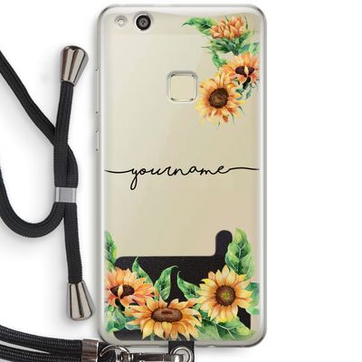 Zonnebloemen: Huawei Ascend P10 Lite Transparant Hoesje met koord