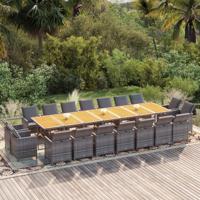 19-delige Tuinset met kussens poly rattan grijs