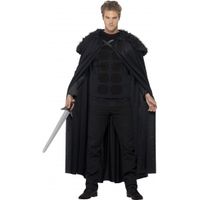 Zwarte lange cape met pluche