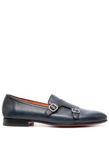 Santoni double-buckle leather shoes - Bleu