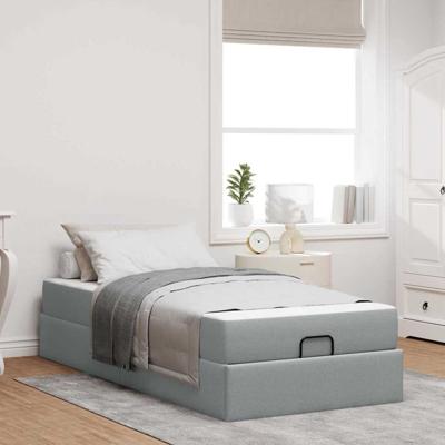 Bedframe met matras Lichtgrijs 90 x 200 cm Stof