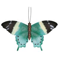 Tuindecoratie turquoise blauw/zwarte vlinder 44 cm - Tuinbeelden - thumbnail