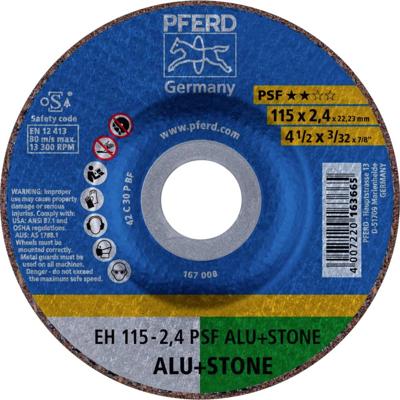 PFERD TOOLS EH 115-2,4 PSF ALU+STONE 61830122 Doorslijpschijf gebogen 115 mm 25 stuk(s) Aluminium, Non-ferrometaal, Titanium, Titaniumlegering, Gietijzer,