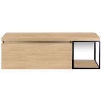 Frozen Badmeubelset 140 cm - Greeplijst in Kleur - Zwart Frame - Wastafelbovenblad Casella Oak