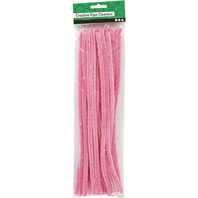 Creotime chenille draad 25 stuks 30 cm 9 mm roze Creotime chenille draad 25 stuks 30 cm 9 mm roze