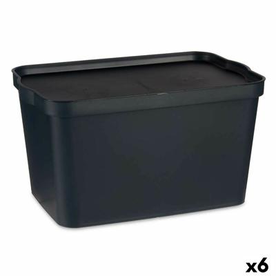 Opbergbak met Deksel Antraciet Plastic 24 L 29,3 x 24,5 x 45 cm (6 Stuks)