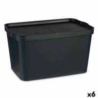 Opbergbak met Deksel Antraciet Plastic 24 L 29,3 x 24,5 x 45 cm (6 Stuks)