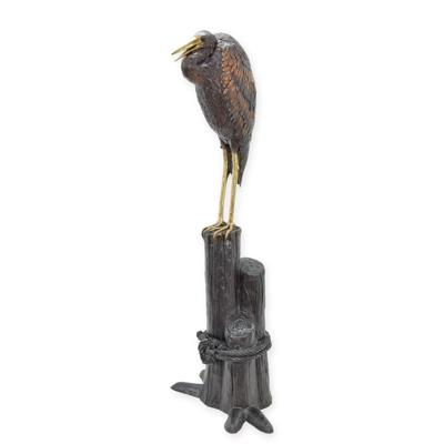 A BRONZE CRANE FOUNTAIN