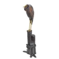 A BRONZE CRANE FOUNTAIN