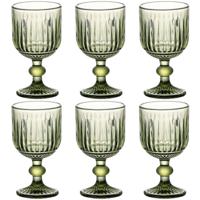 Set van bekers Home ESPRIT Groen Kristal 8 x 8 x 14,5 cm (6 Stuks)