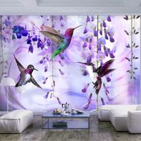 Zelfklevend fotobehang - Kolibries, Paars, 8 maten, premium print - thumbnail
