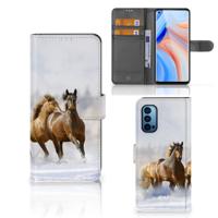 OPPO Reno 4 Pro 5G | Telefoonhoesje | Met pasjeshouder | Paarden OPPO Reno 4 Pro 5G | Telefoonhoesje | Met pasjeshouder | Paarden