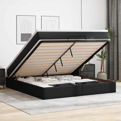 Ottoman bed met matras 180x200cm kunstleer zwart