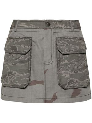 Marine Serre minijupe Regenerated à motif camouflage - Gris