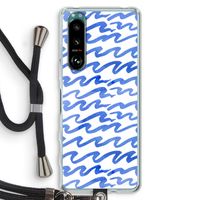 Blauwe golven: Sony Xperia 5 III Transparant Hoesje met koord