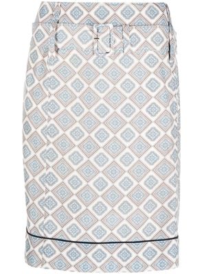 Prada Pre-Owned jupe ceinturée à motif géométrique (années 2000) - Tons neutres