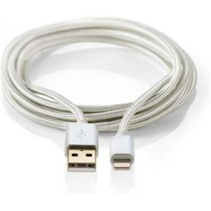 Data- en Oplaadkabel | Apple Lightning 8-pins male - USB A male | 3,0 m | Aluminium