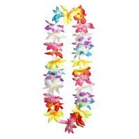 Hawaii krans/slinger - Met LED lichtjes - Tropische/zomerse kleuren mix - Bloemen hals slingers - thumbnail