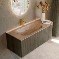 Badmeubel Mondiaz Kurve-Dlux | 115 cm | Meubelkleur Shadow | Wastafelkleur Arena | Solid surface | Wasbak linker zijde spoelbak | 1 kraangat