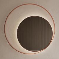 Spiegel Gliss Design Kosmos Koper Rosé Rond met Frame en Indirecte LED Verlichting 100 cm