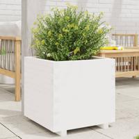 VidaXL Plantenbak 60x60x49,5 cm massief grenenhout wit