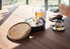 Yamazaki 5800 Opbergdoos Rond Staal, Hout Zwart, Hout