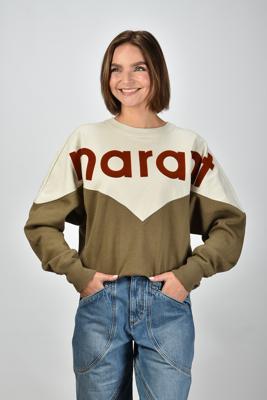 Marant Etoile trui Houston SW0006FA-A1M08E ecru/dark khaki